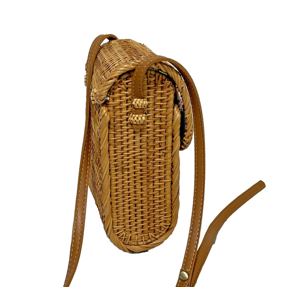 Woven Wicker Basket Purse Straw Crossbody Shoulderbag Casual Cottage Core Bag - Picture 8 of 10